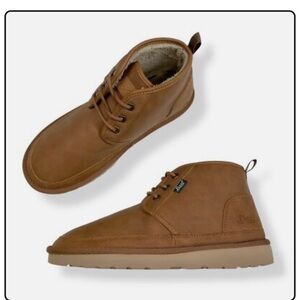 Bass Newland WX Chunky Ankle Boots Chestnut Brown Faux Fur Lined | Men’s 9